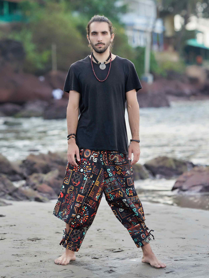 Men's Abstract Graphic Vintage Hippy Harem Pants For Dance image 2