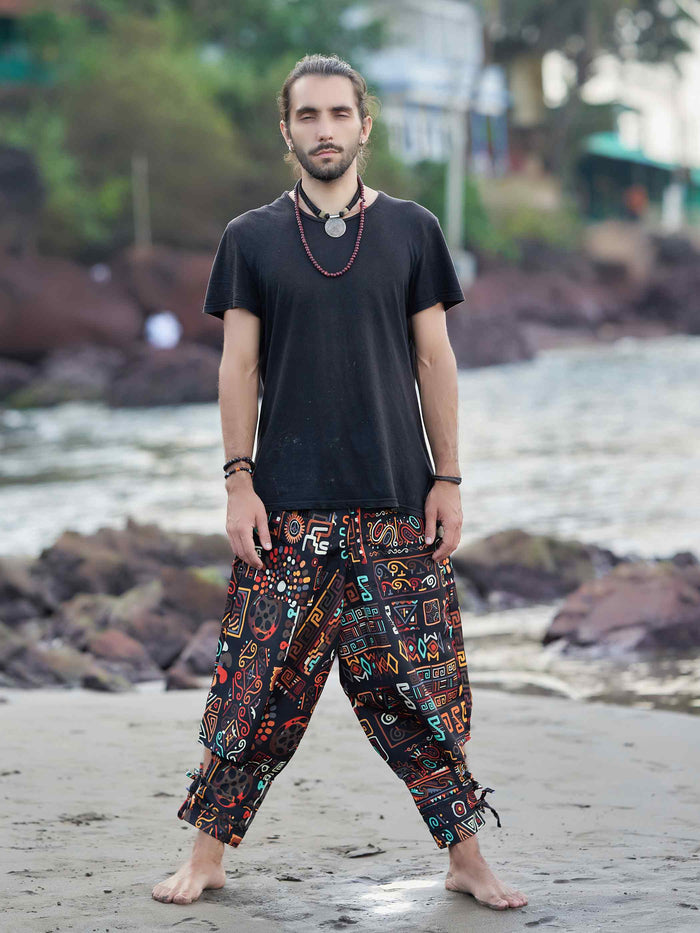 Men's Abstract Graphic Vintage Hippy Harem Pants For Dance image 5