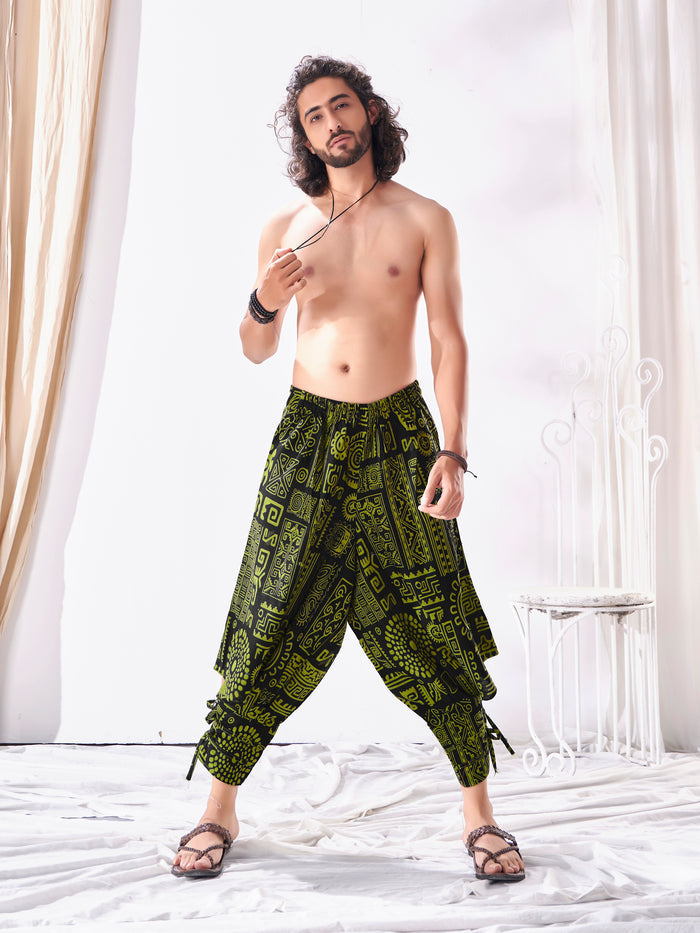 Men's Arabic Neon Green Baggy Boho Hippy Harem Pants For Travel image 2