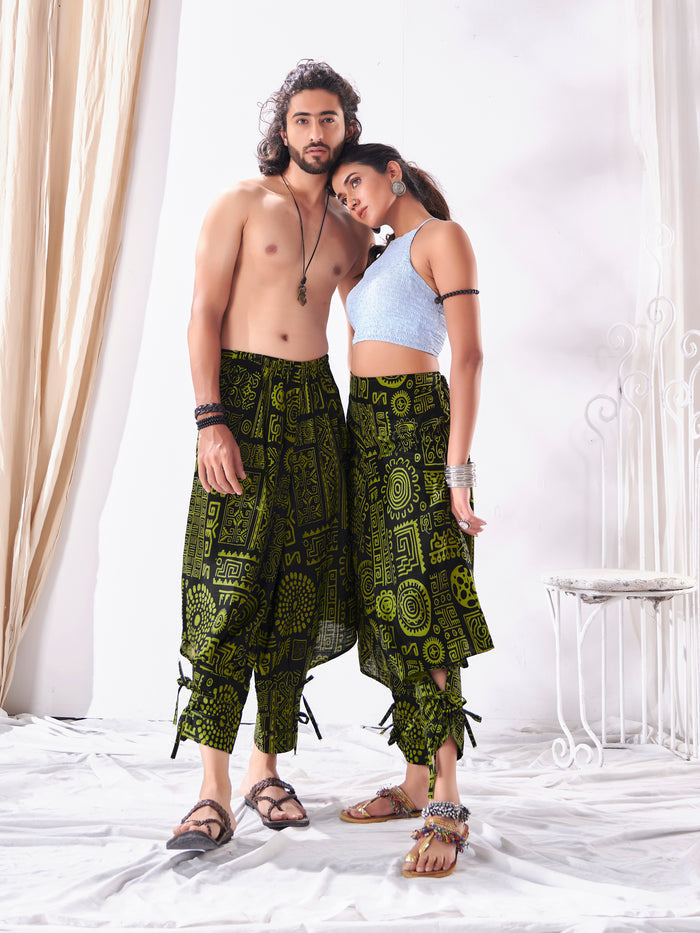 Men's Arabic Neon Green Baggy Boho Hippy Harem Pants For Travel image 6