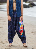 Men's Artistic Paint Print Bohemian Hippy Harem Hammer Pants image 1