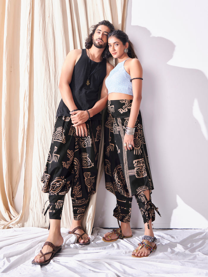 Buy Men's Black Arabian Nights Hippy Harem Pants Boho Dance Yoga Track Unisex Pant