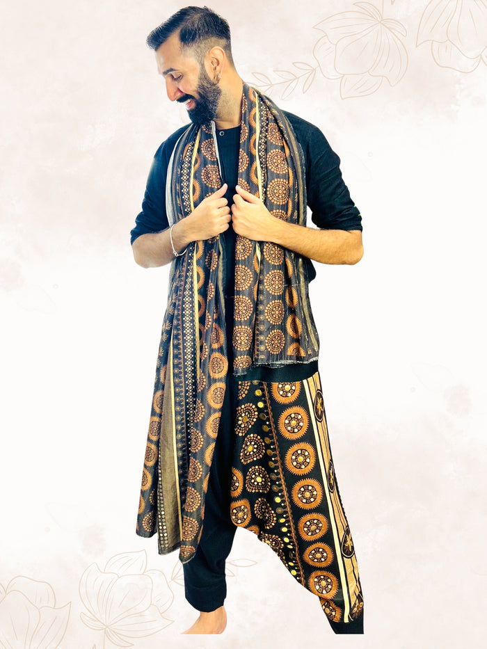 Men's Black Harem Pants For Garba |  Navaratri Festival Print With Hand Work