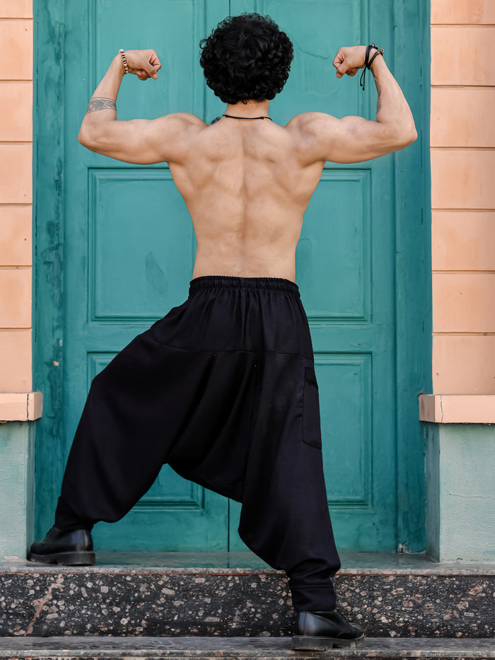 Men's Black Harem Pants For Travel Dance Yoga Fashion