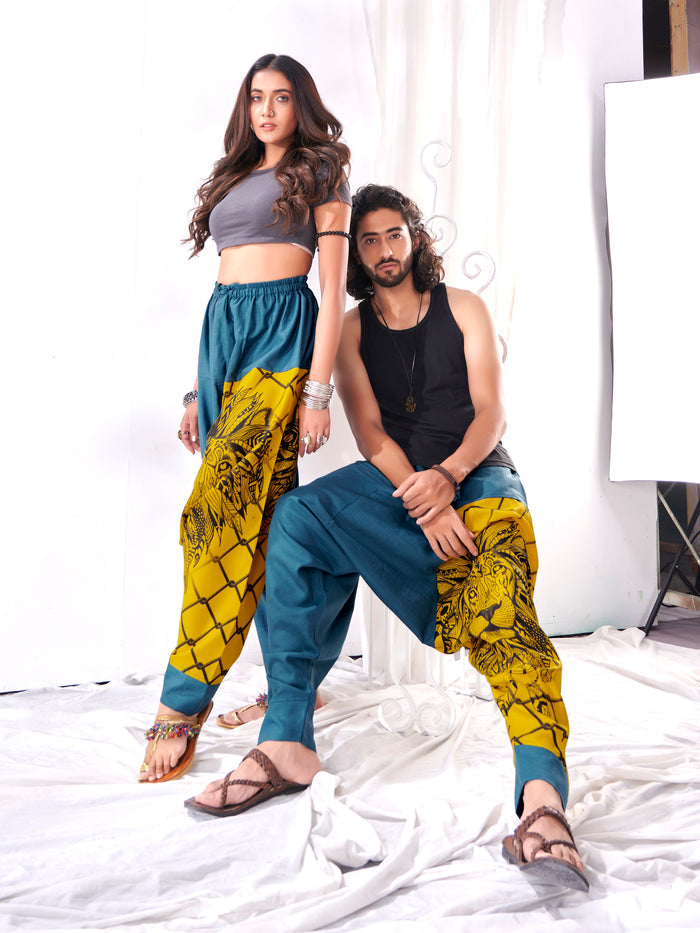Men's Bohemian Lion Print Hippy Baggy Aladdin Harem Pants For Travel Dance Yoga image 7