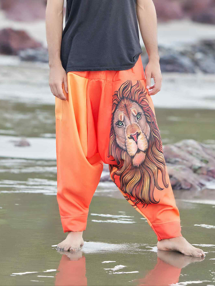 Men's Boho Lion Genie Pants Bohemian Hippy Harem Pants For Dance image 1