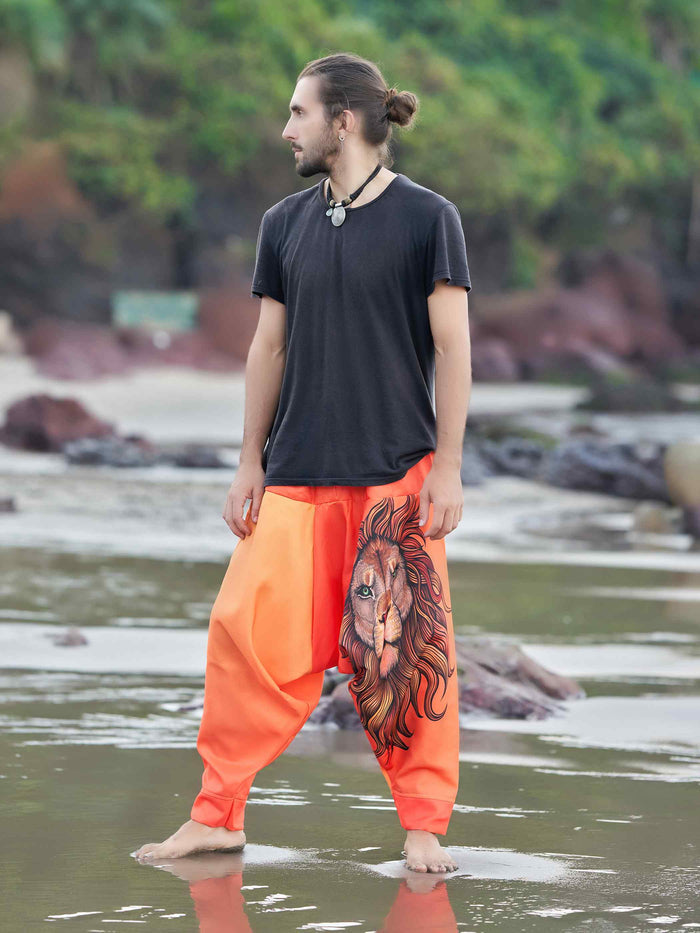 Men's Boho Lion Genie Pants Bohemian Hippy Harem Pants For Dance image 3