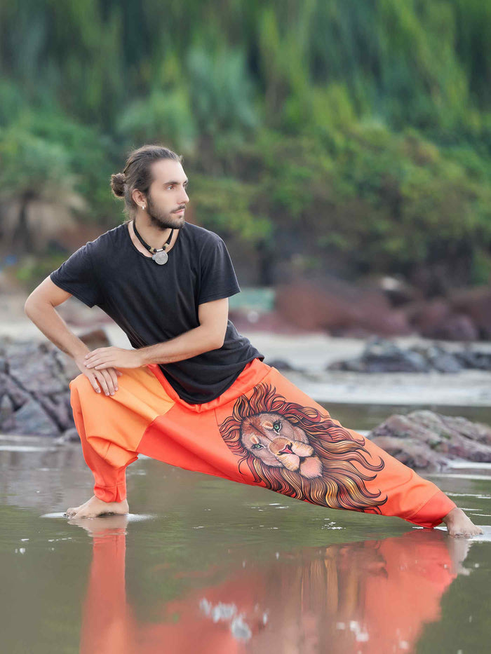Men's Boho Lion Genie Pants Bohemian Hippy Harem Pants For Dance image 4