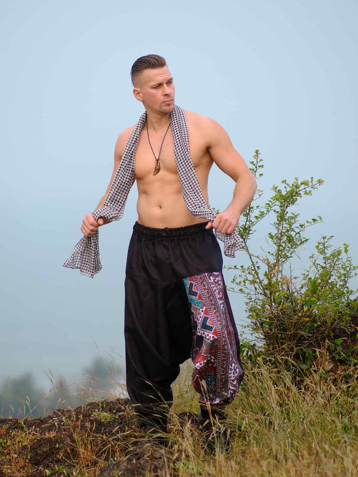 Men's Boho Rage Flare Hippy Balloon Harem Pants for Travel Dance Yoga image 2
