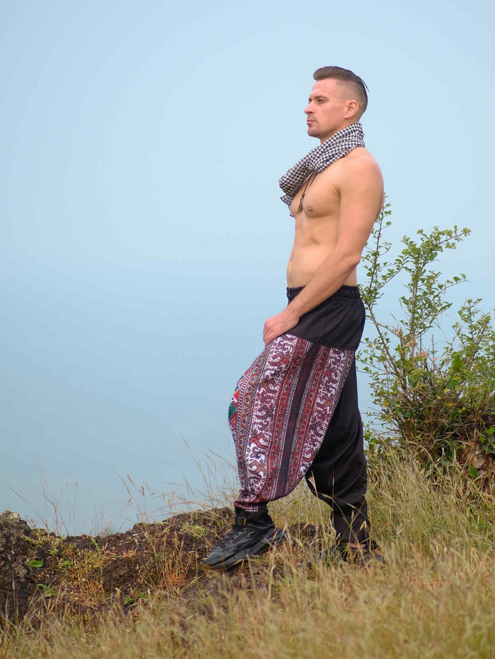 Men's Boho Rage Flare Hippy Balloon Harem Pants for Travel Dance Yoga image 3