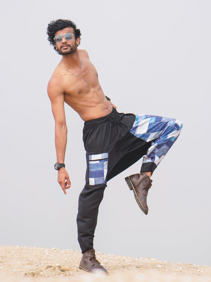 Men's Denim Print Bohemian Hippy Harem Pants For Dance Travel Yoga
