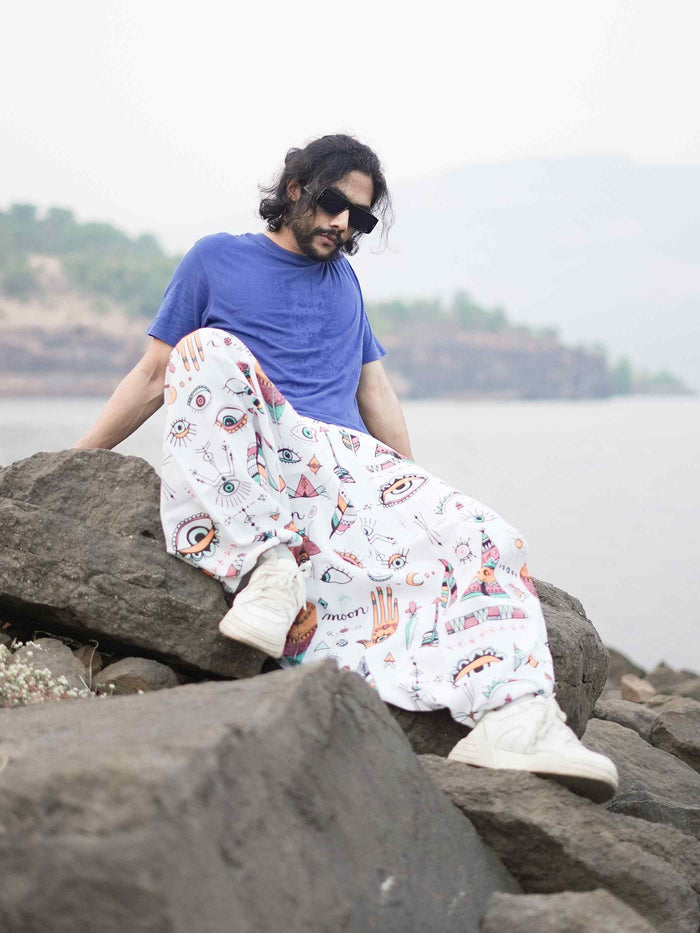 Men's Evil Eye Hippy Baggy Aladdin Harem Pants For Travel Dance Yoga image 2