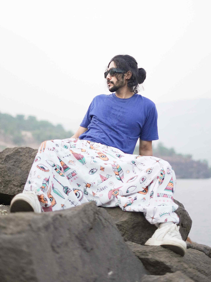 Men's Evil Eye Hippy Baggy Aladdin Harem Pants For Travel Dance Yoga image 3