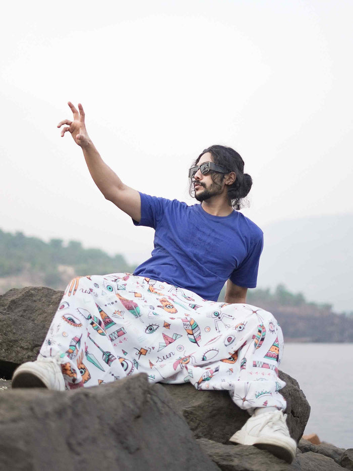 Men's Evil Eye Hippy Baggy Aladdin Harem Pants For Travel Dance Yoga image 4