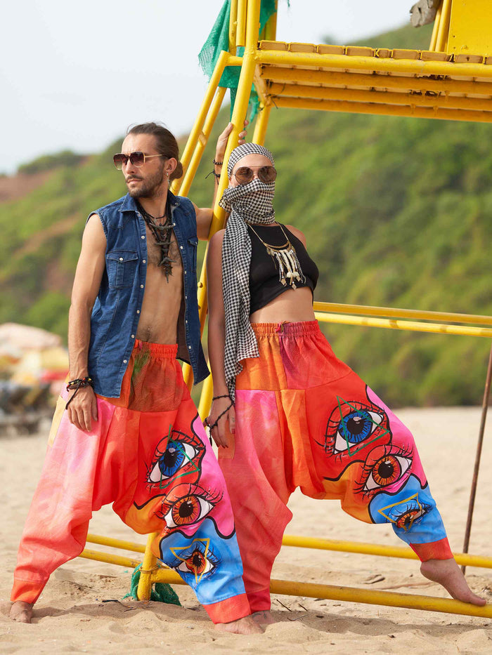 Buy Men's Eye Triangle Bohemian Hippy Harem Pants For Travel Dance Yoga