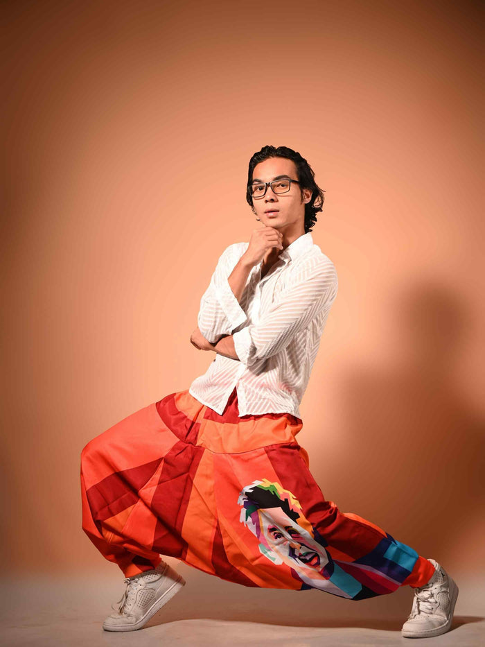 Buy Men's Fierce Smiling Face Print  Bohemian Hippy Harem Pants For Dance Travel Yoga