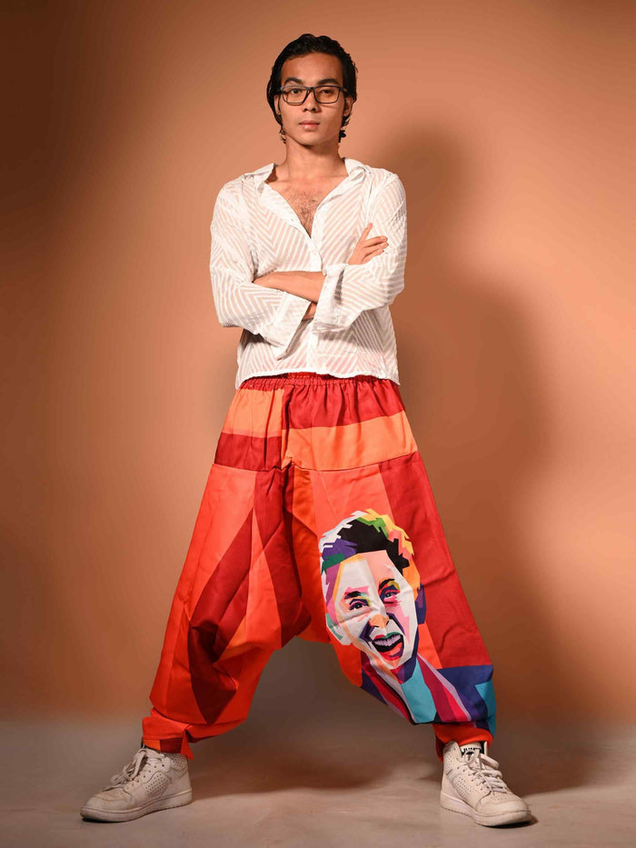 Buy Men's Fierce Smiling Face Print  Bohemian Hippy Harem Pants For Dance Travel Yoga