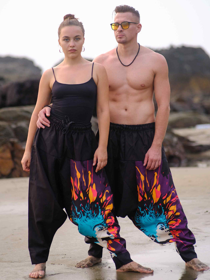 Men's Flame Fusion Afghani Bohemian Harem Pants For Travel Dance Yoga image 5