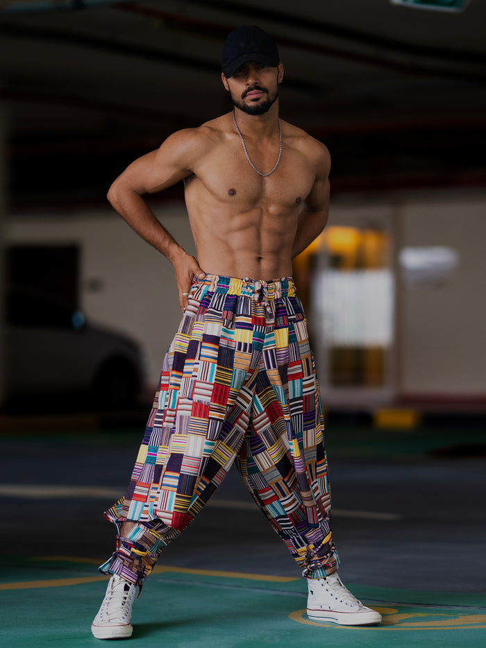 Buy Men's Red Owl Bohemian Hippy Balloon Harem Pants For Travel Dance Yoga