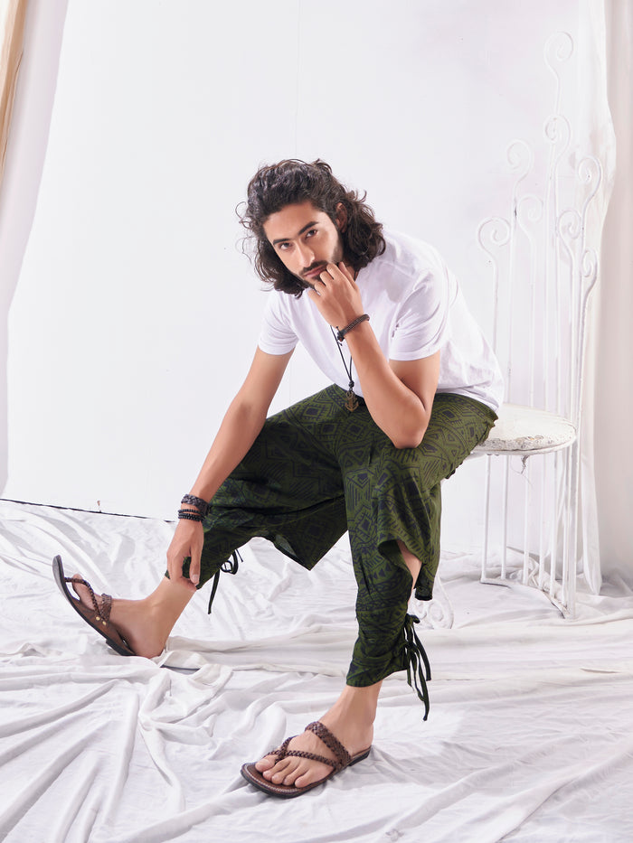 Buy Men's Green Thai Boho Hippy Harem Pants For Travel Track Hippie Unisex Pant