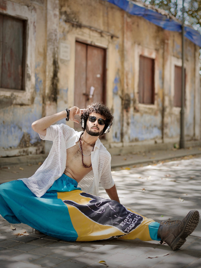 Men's Harem Pants For Dance Travel Yoga - Born To Rock Print