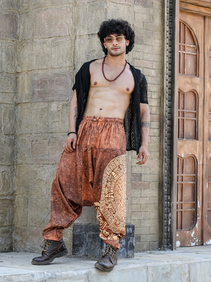 Men's Hippy Baggy Aladdin Dhoti Harem Pants For Travel Dance Yoga image 2