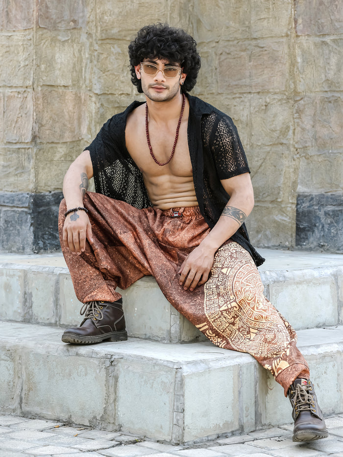 Men's Hippy Baggy Aladdin Dhoti Harem Pants For Travel Dance Yoga image 4