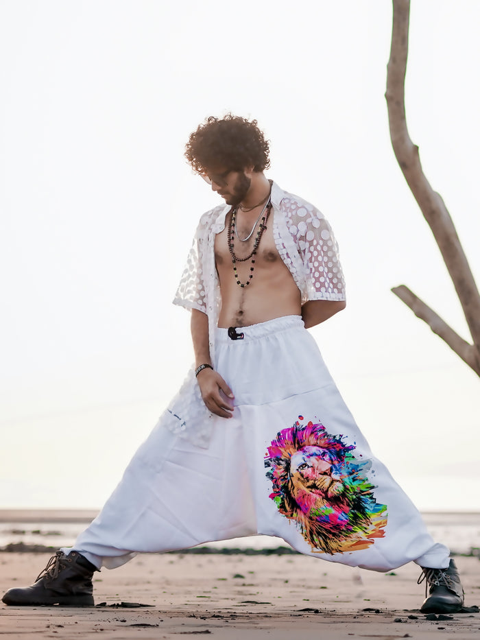 Men's Holi Party Special Lion Print Harem Pants For Dance Travel