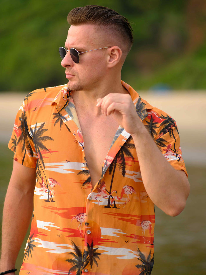 Men's Island Breeze Printed Net Beach Travel Shirt