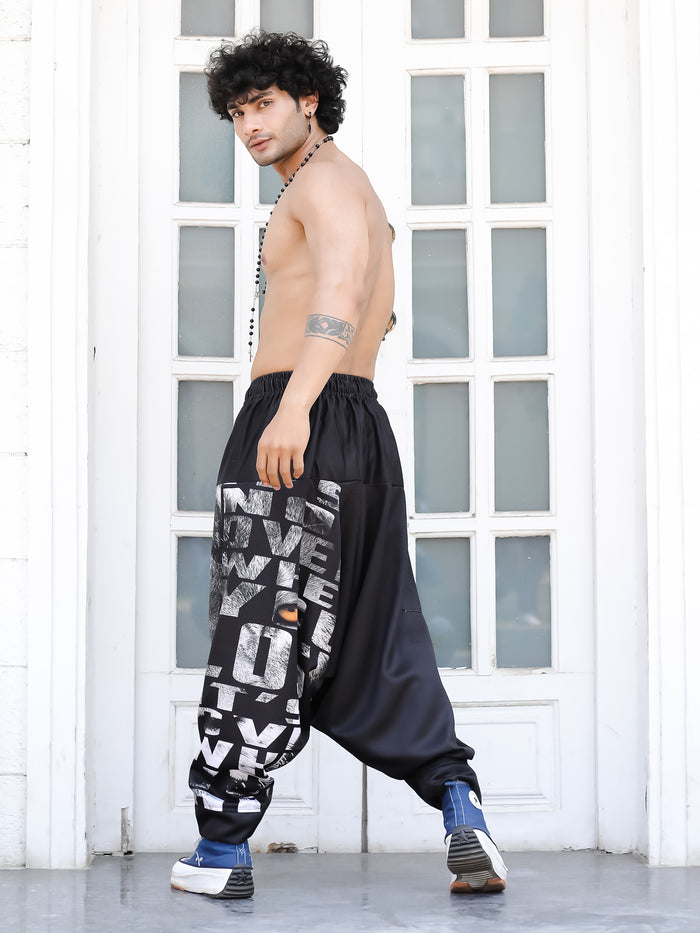 Inspirational Quote Detail on King Lion Print Harem Pants - Unisex Yoga Dance Pants H76