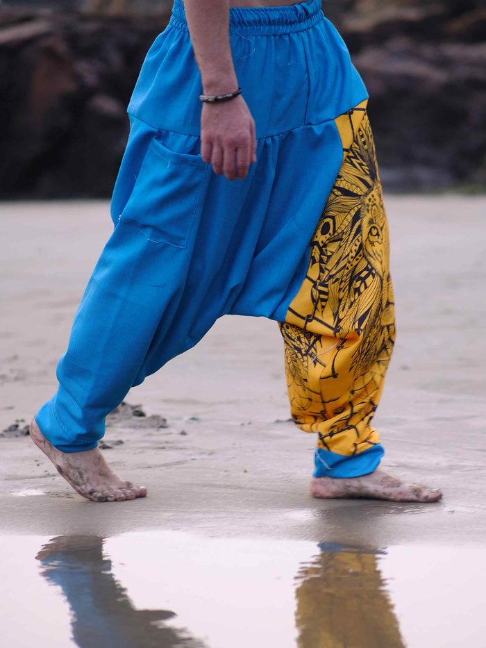 Men's Lion Print Hippy Baggy Aladdin Bohemian Harem Pants For Travel Dance Yoga image 5