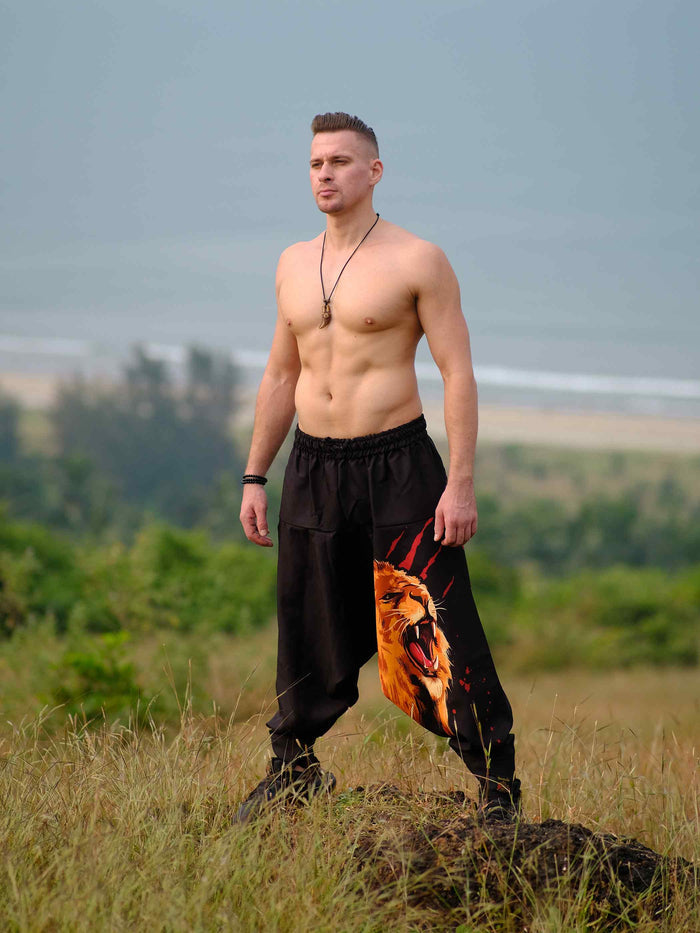 Men's Lion Print Hippy Baggy Harem Pants For Travel Dance Yoga image 2