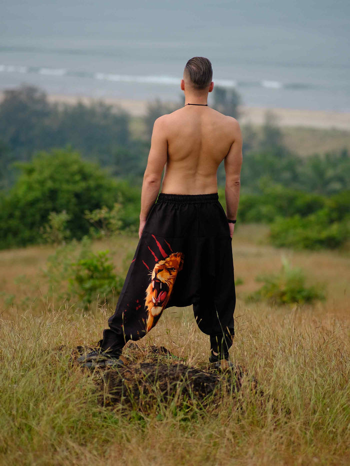 Men's Lion Print Hippy Baggy Harem Pants For Travel Dance Yoga image 5