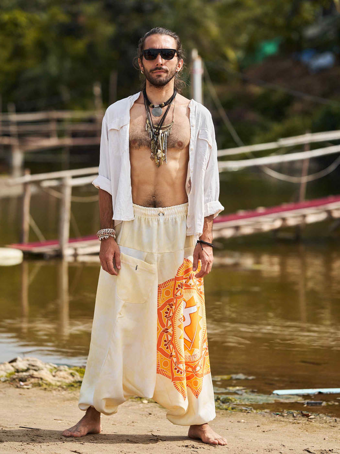 Men's Mandala Print Dhoti Balloon Harem Pants For Travel Yoga Dance image 3