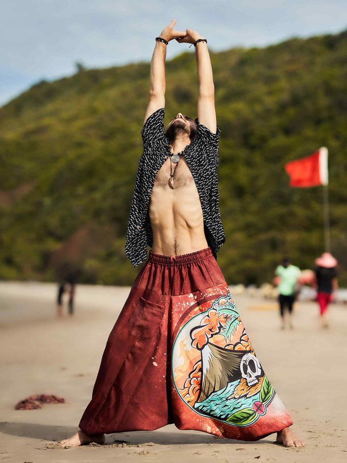 Buy Men's Mountain Inspired Print Baggy Balloon Aladdin Harem Pants