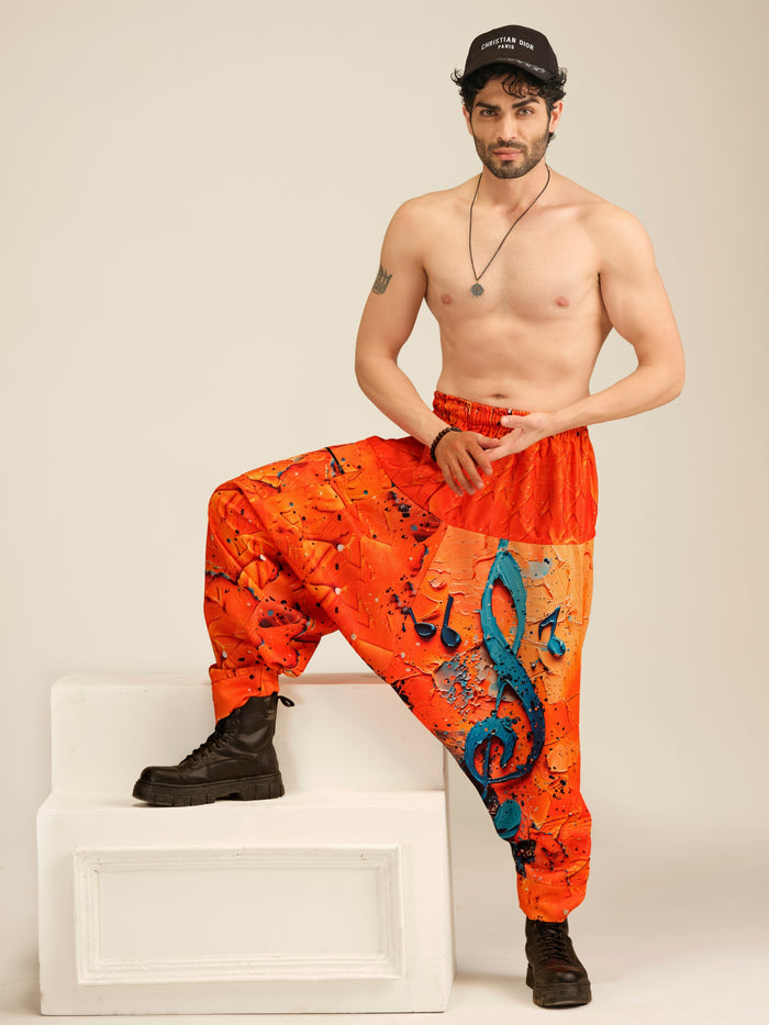 Men's Music Print Harem Pants  | Dance, Travel, Yoga & Fashion Wear