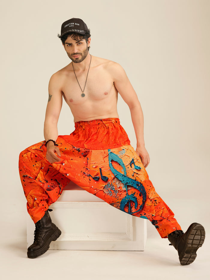 Men's Music Print Harem Pants  | Dance, Travel, Yoga & Fashion Wear
