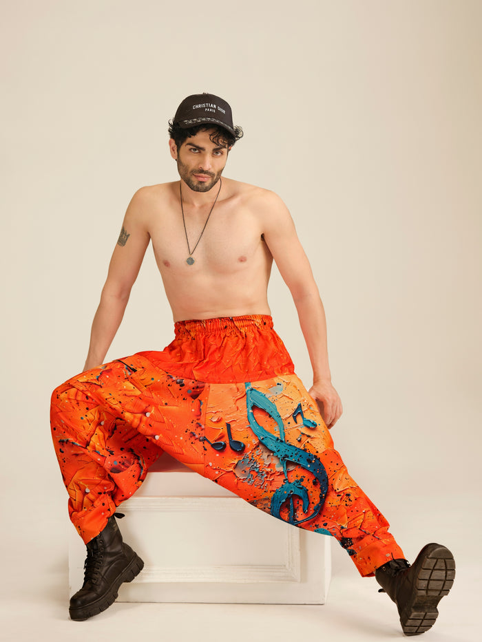 Men's Music Print Harem Pants  | Dance, Travel, Yoga & Fashion Wear