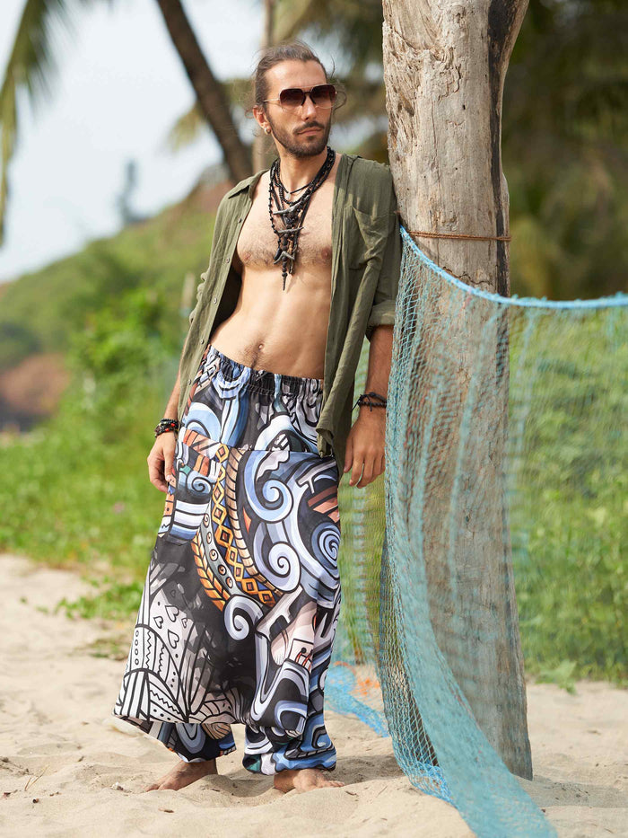 Men's Music-themed Hippy Boho Harem Pants For Travel Yoga Dance image 6