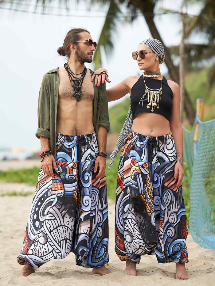 Men's Music-themed Hippy Boho Harem Pants For Travel Yoga Dance image 8