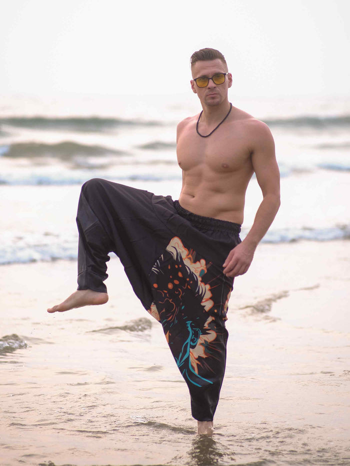 Men's Nomad Elegance Hippy Black Harem Pants Aladdin Balloon Pyjamas For Travel image 2