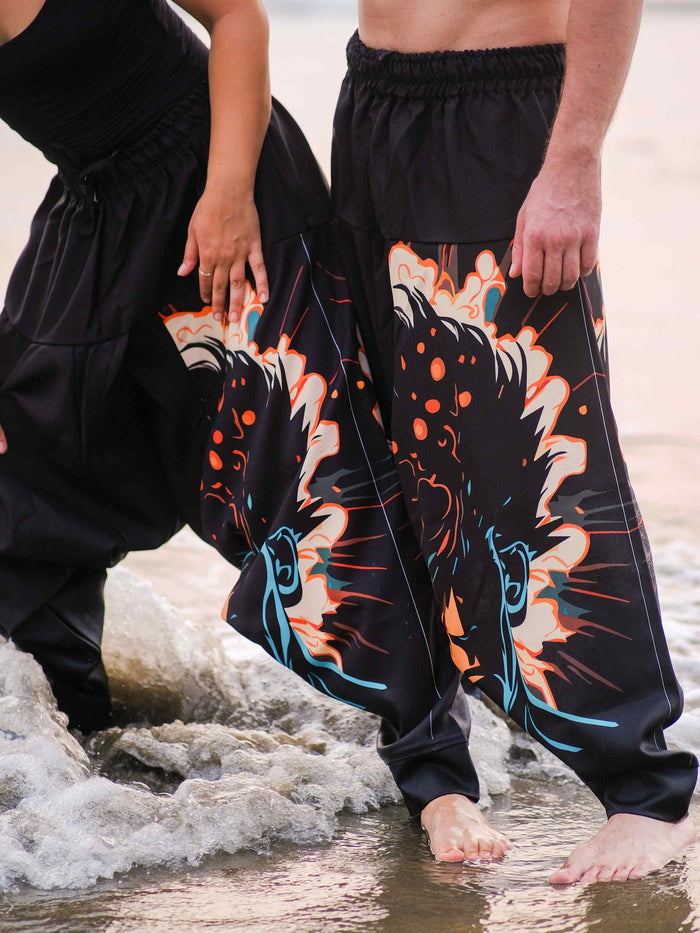 Men's Nomad Elegance Hippy Black Harem Pants Aladdin Balloon Pyjamas For Travel image 6
