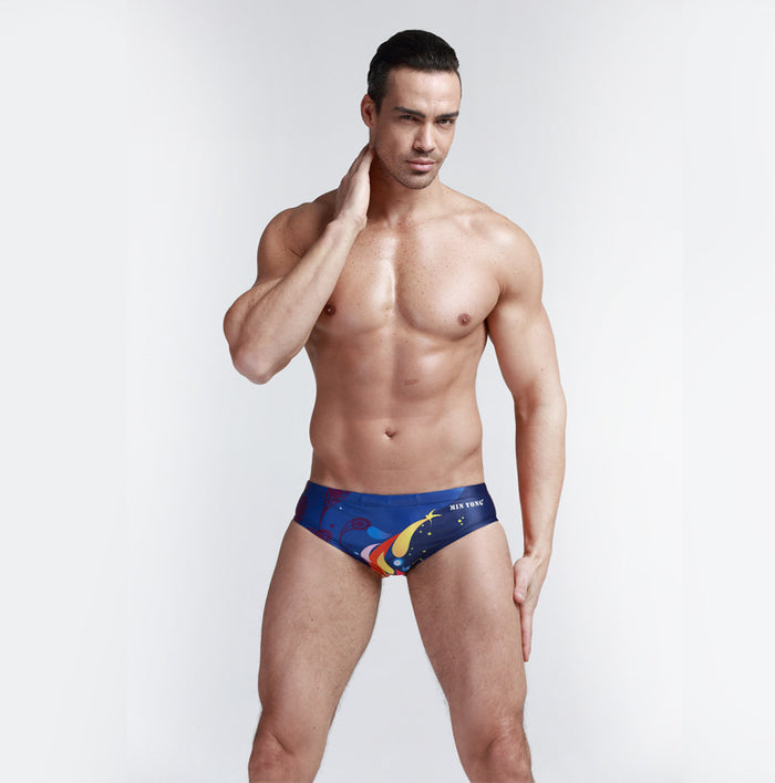 Men's Polyester Triathlon Swimming Trunks with Print - Accessories - detail view