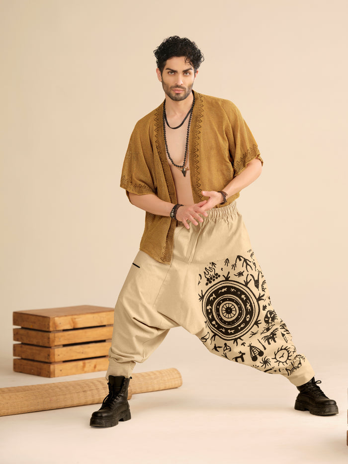 Men's Pure Cotton Harem Pants – Tribal Mandala Print Fashion Yoga Travel & Dance