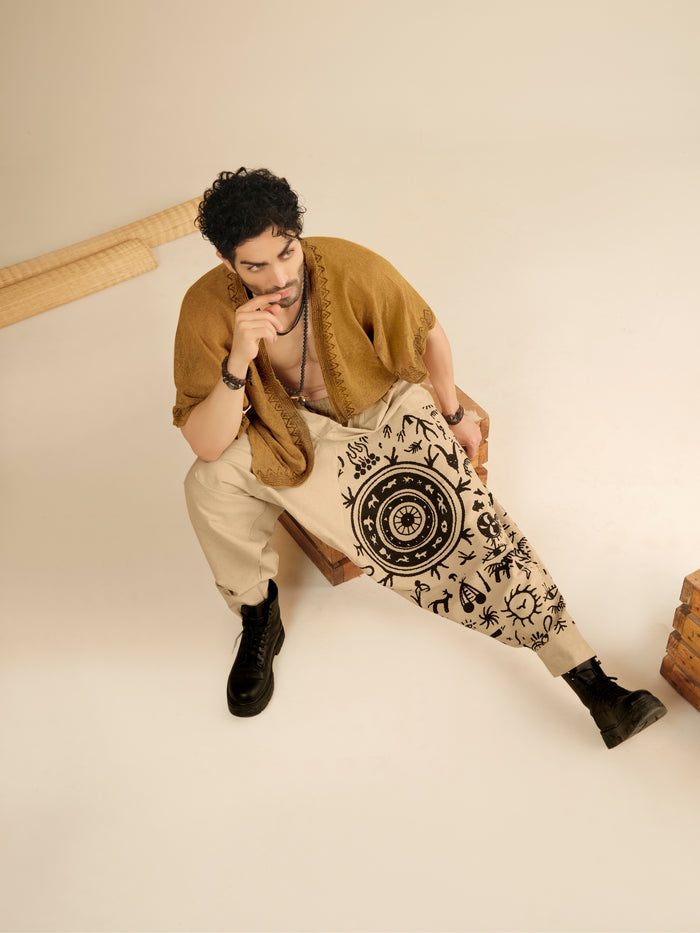Men's Pure Cotton Harem Pants – Tribal Mandala Print Fashion Yoga Travel & Dance