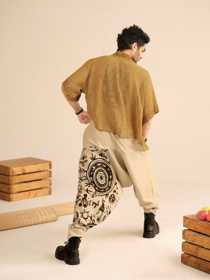 Men's Pure Cotton Harem Pants – Tribal Mandala Print Fashion Yoga Travel & Dance