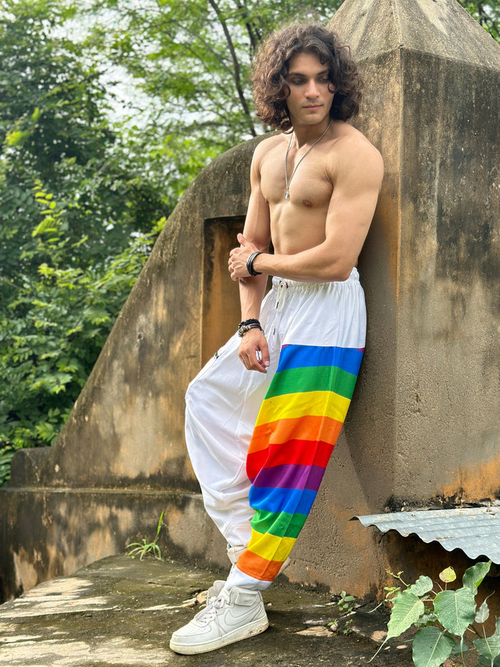 Men's Rainbow Print Multicolored Harem Pant