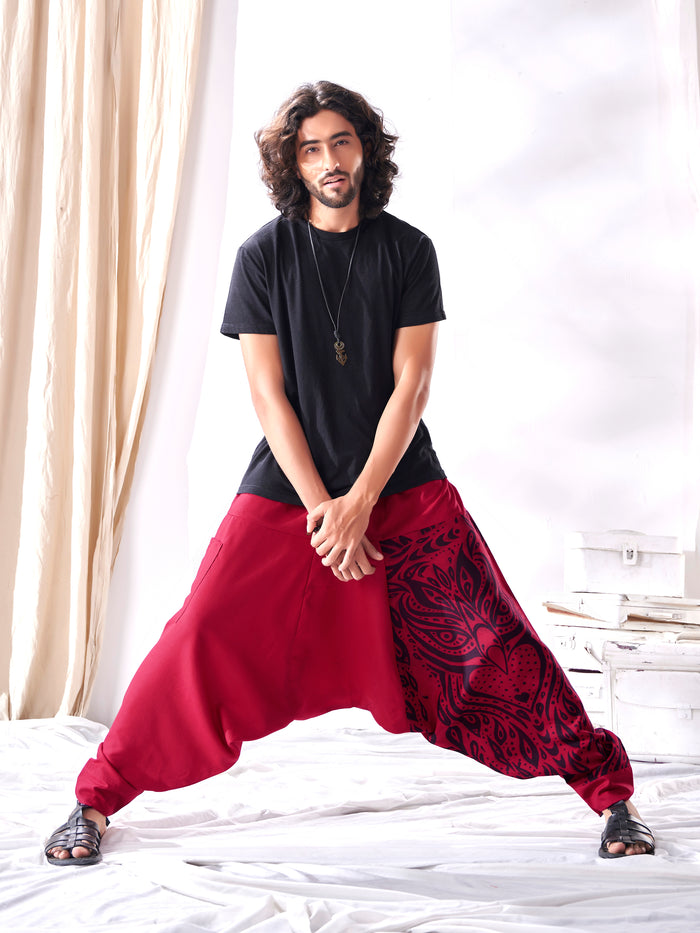 Buy Men's Red Owl Bohemian Hippy Harem Pants For Travel Yoga Dance