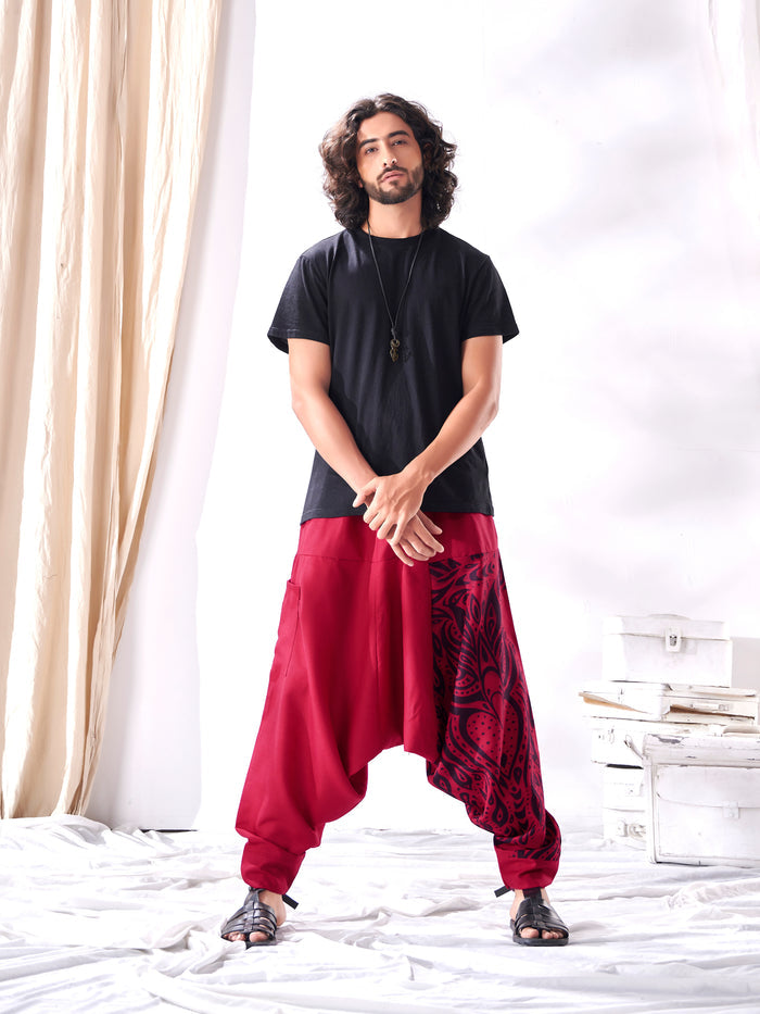 Buy Men's Red Owl Bohemian Hippy Harem Pants For Travel Yoga Dance