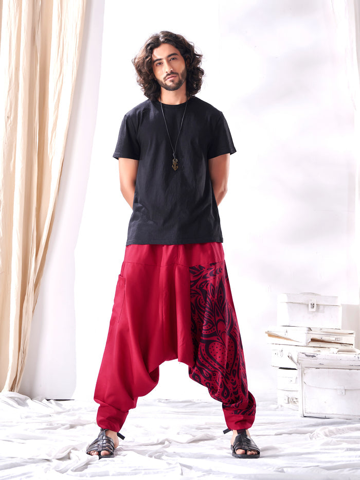 Buy Men's Red Owl Bohemian Hippy Harem Pants For Travel Yoga Dance